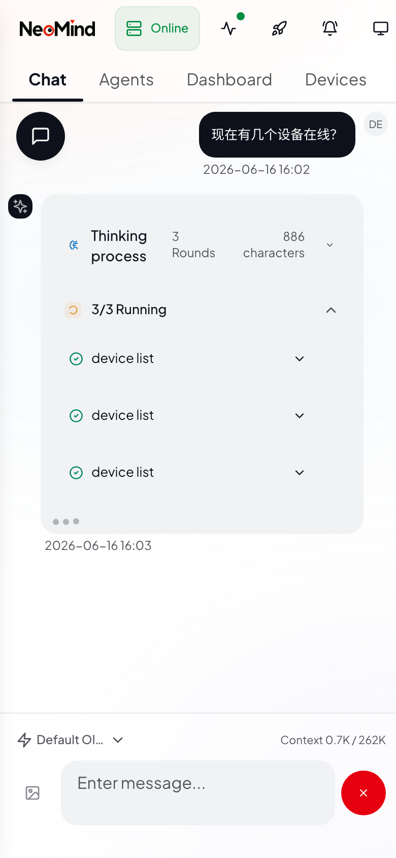 AI Chat on mobile — full-screen conversation
