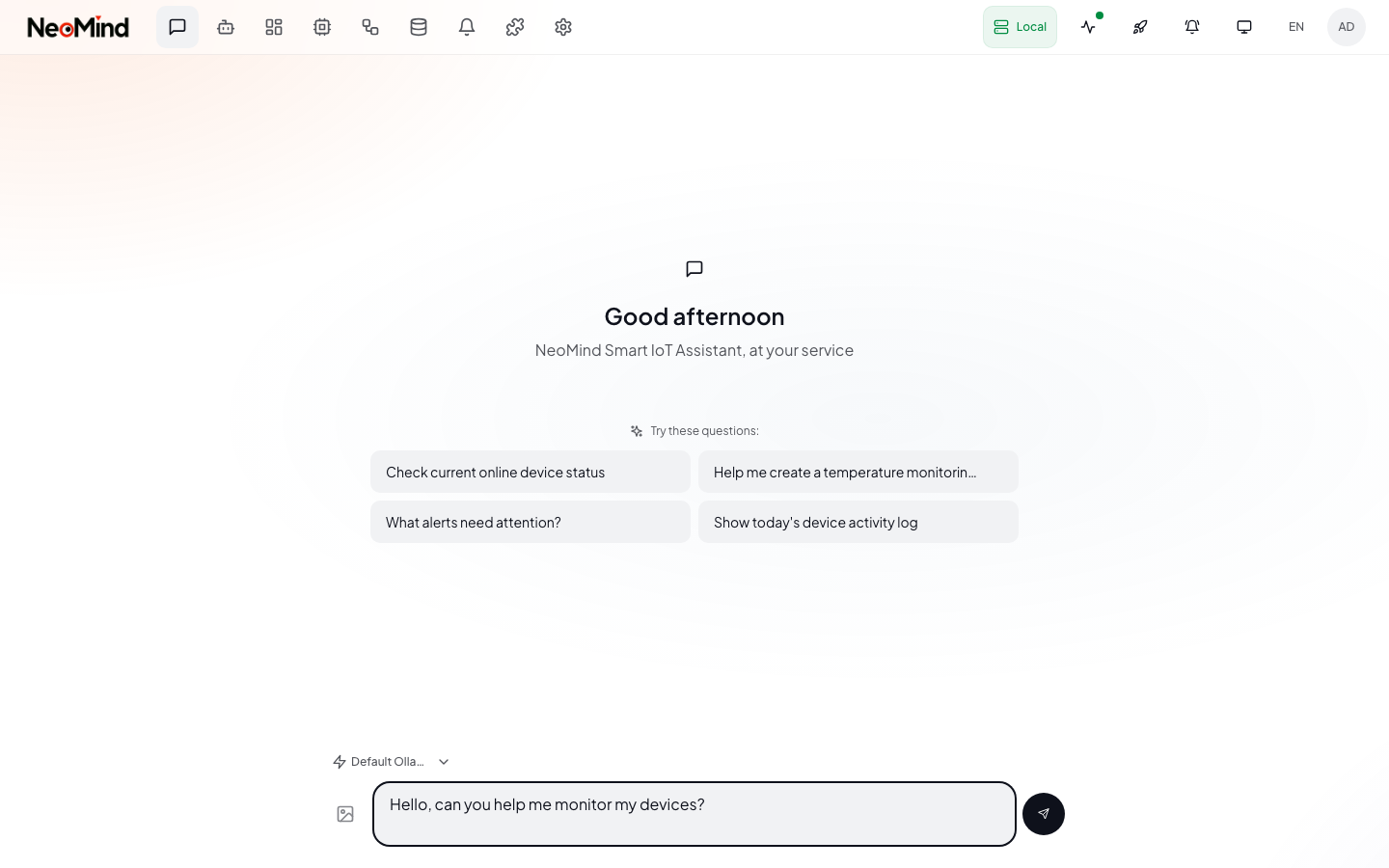 AI Chat verifying LLM connection
