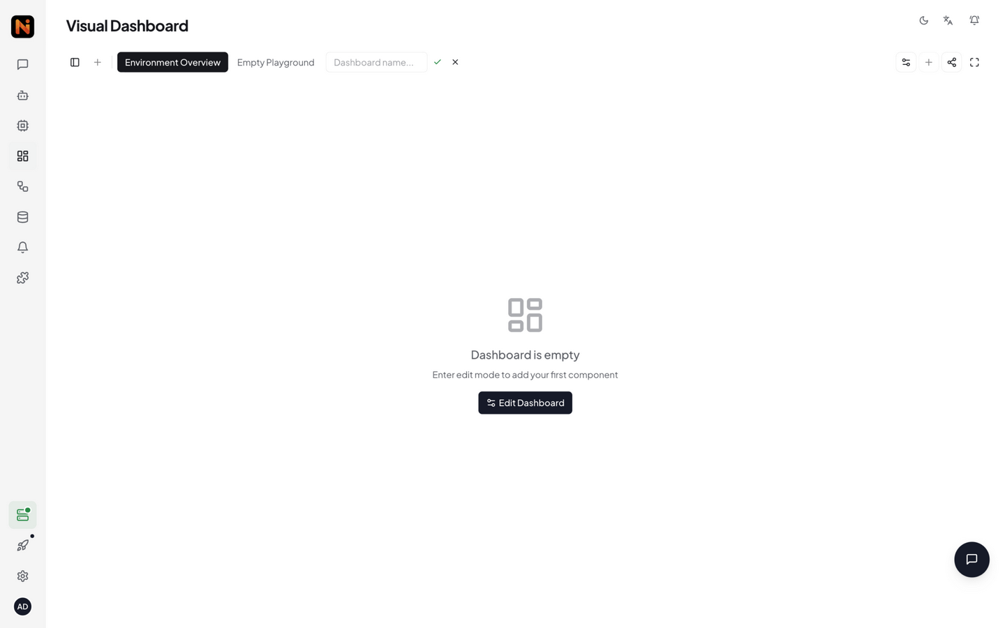 Create dashboard dialog — enter name and description