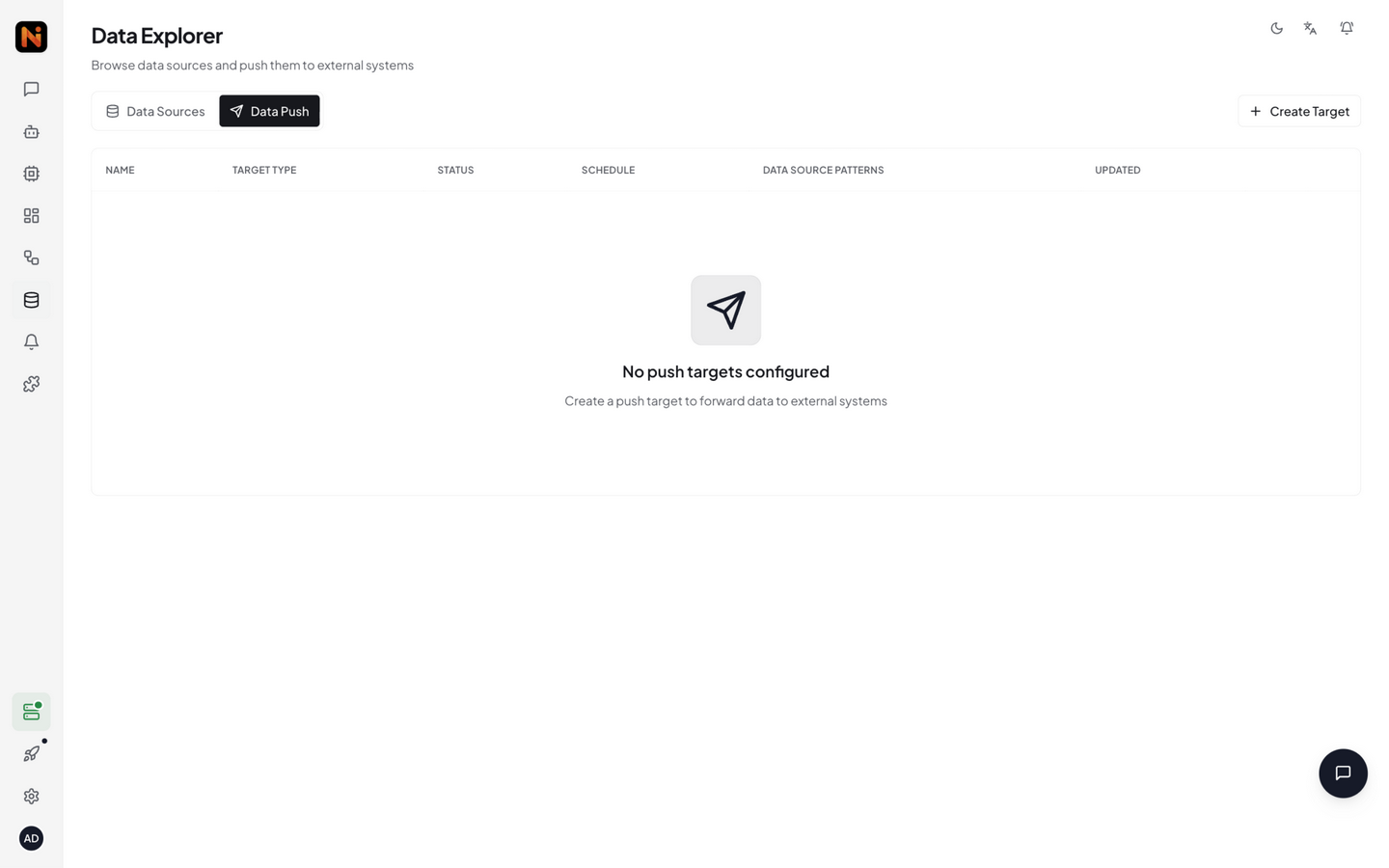 Data Push configuration list