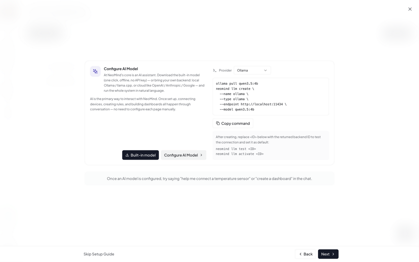 LLM configuration wizard