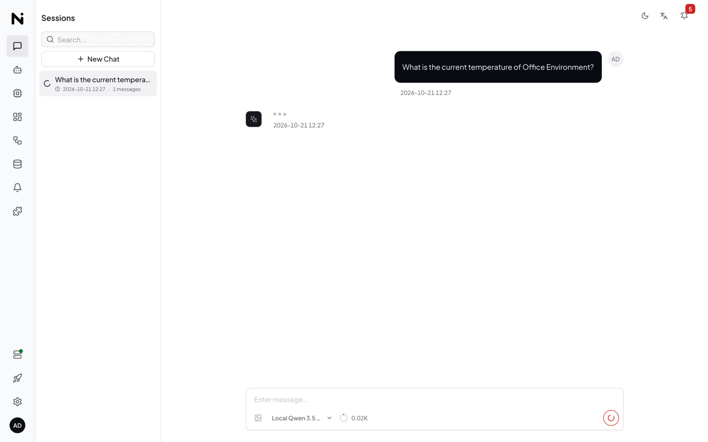 AI Chat verifying LLM connection