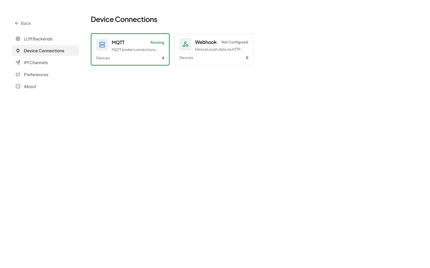 MQTT Broker management page — built-in broker instances and add button