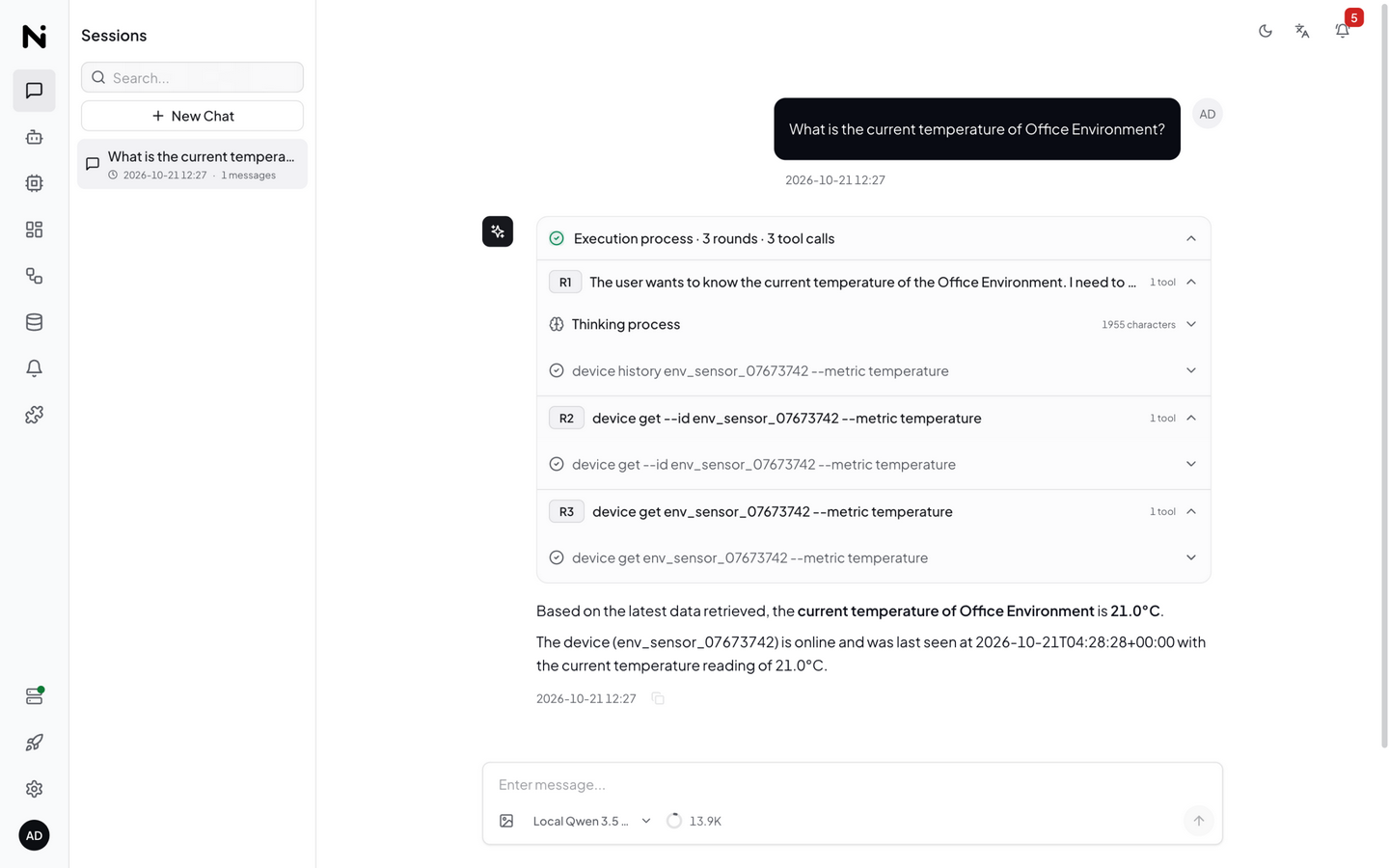 AI Chat conversation