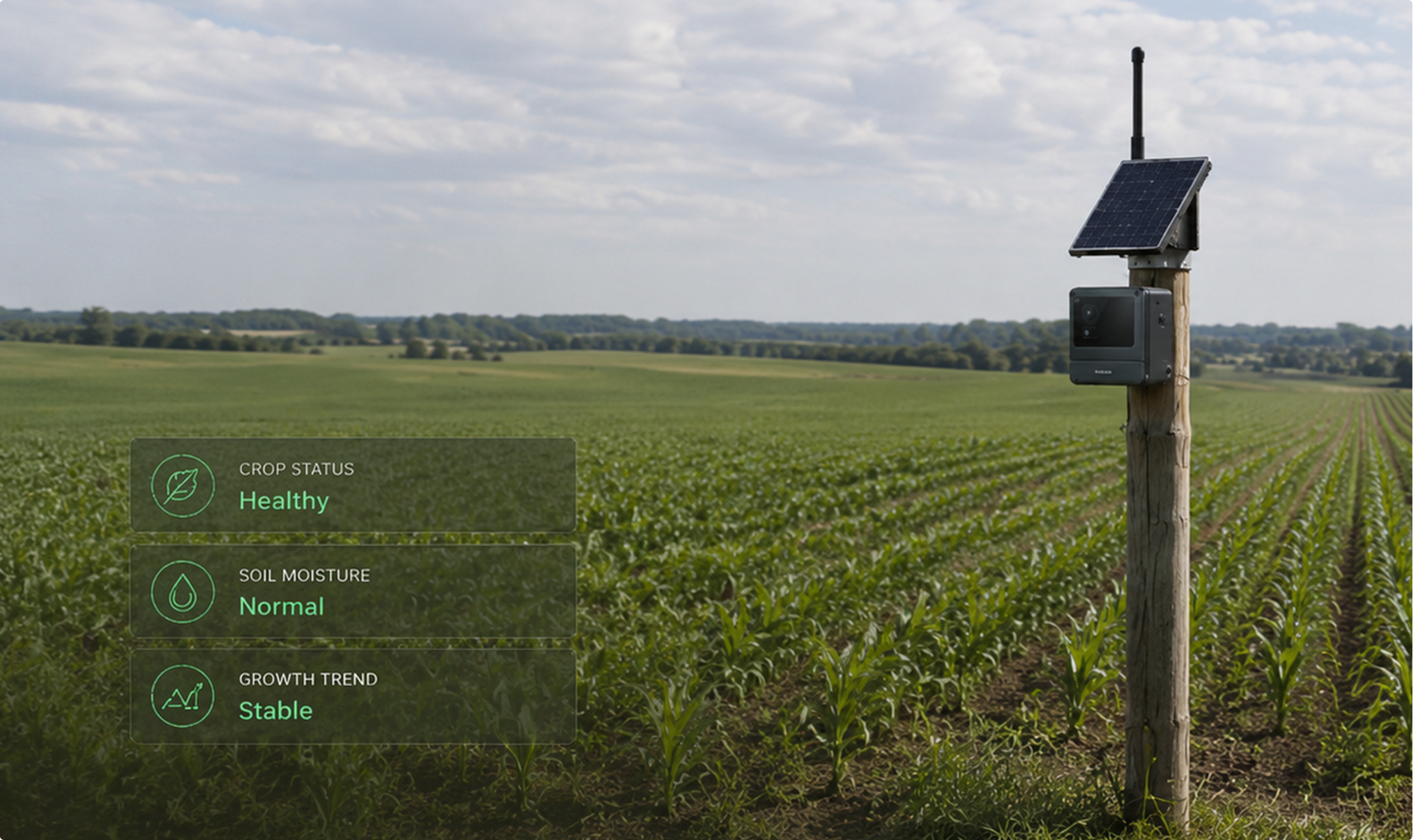 Agricultural crop monitoring with soil moisture and growth trend tracking
