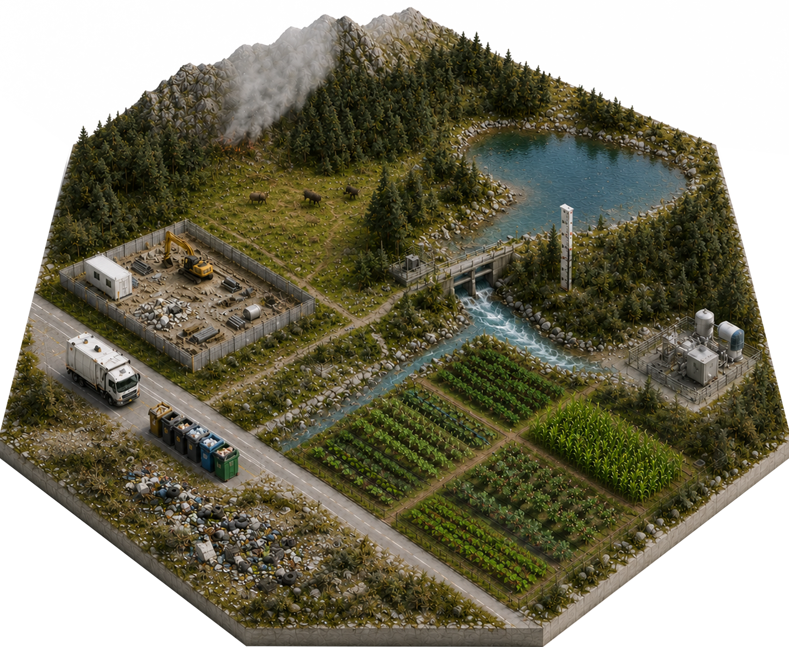 Remote field environmental monitoring scenarios map