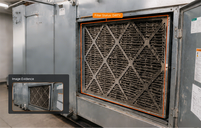 Filter maintenance monitoring for clean/dirty/replace status