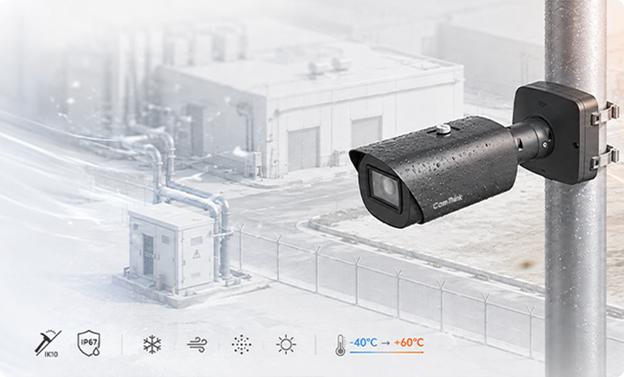 NE503 operating outdoors in rain, dust, heat, and cold