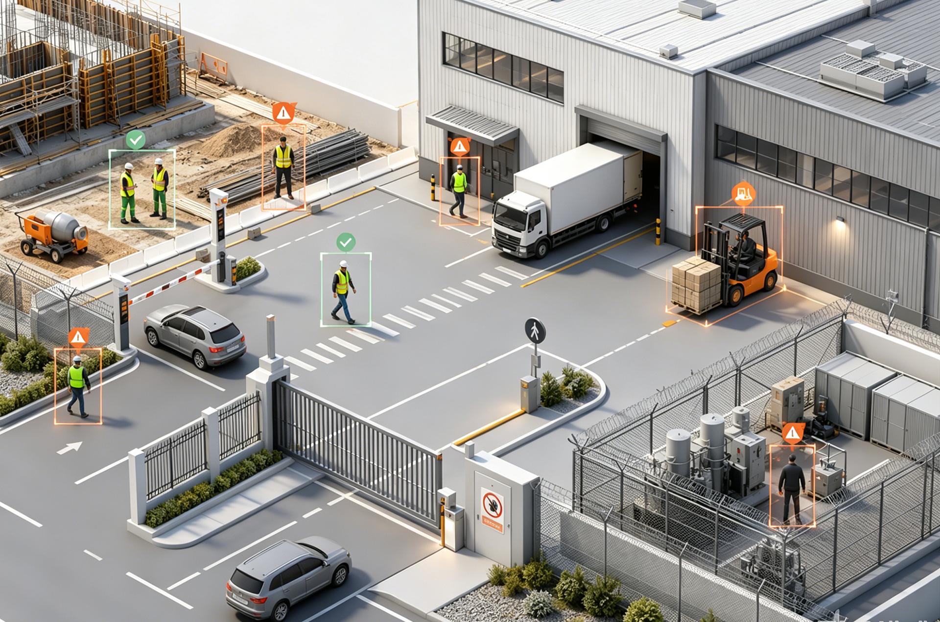AI detection and local alerting for a restricted site zone