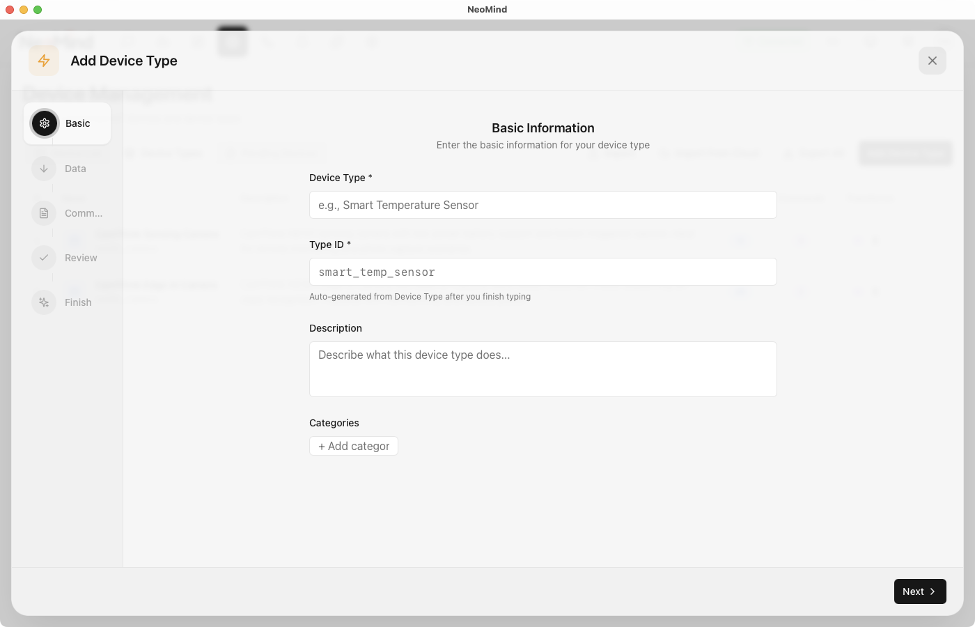 Manual Device Type Creation Interface
