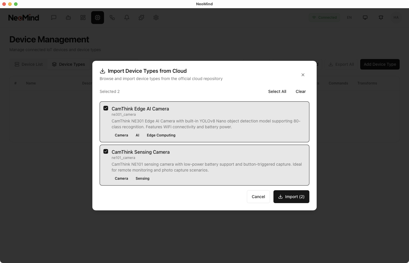 Import CamThink Device Type