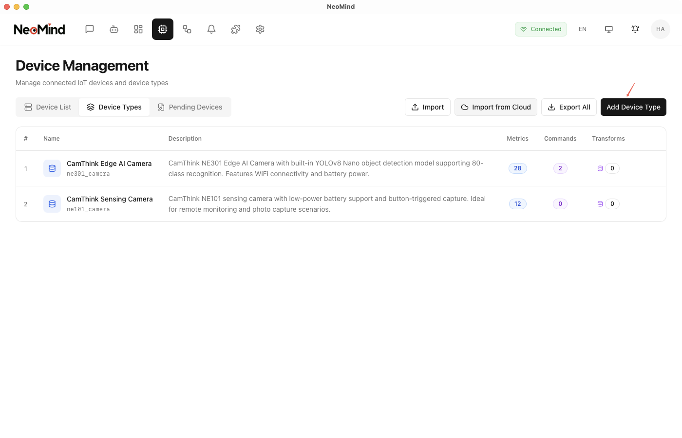 Device Management Page