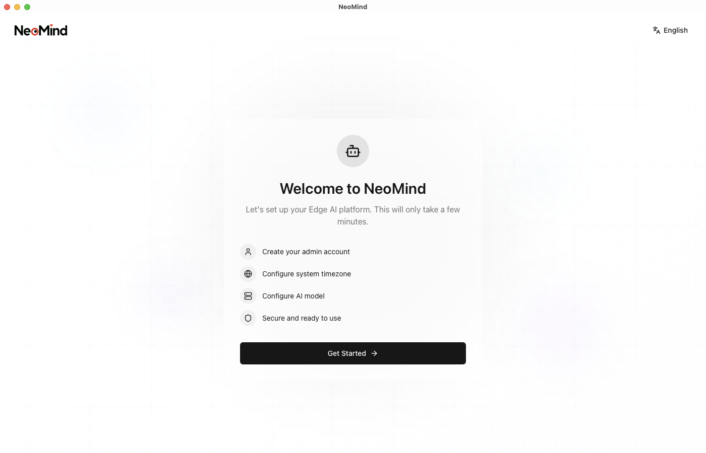 NeoMind Registration Screen