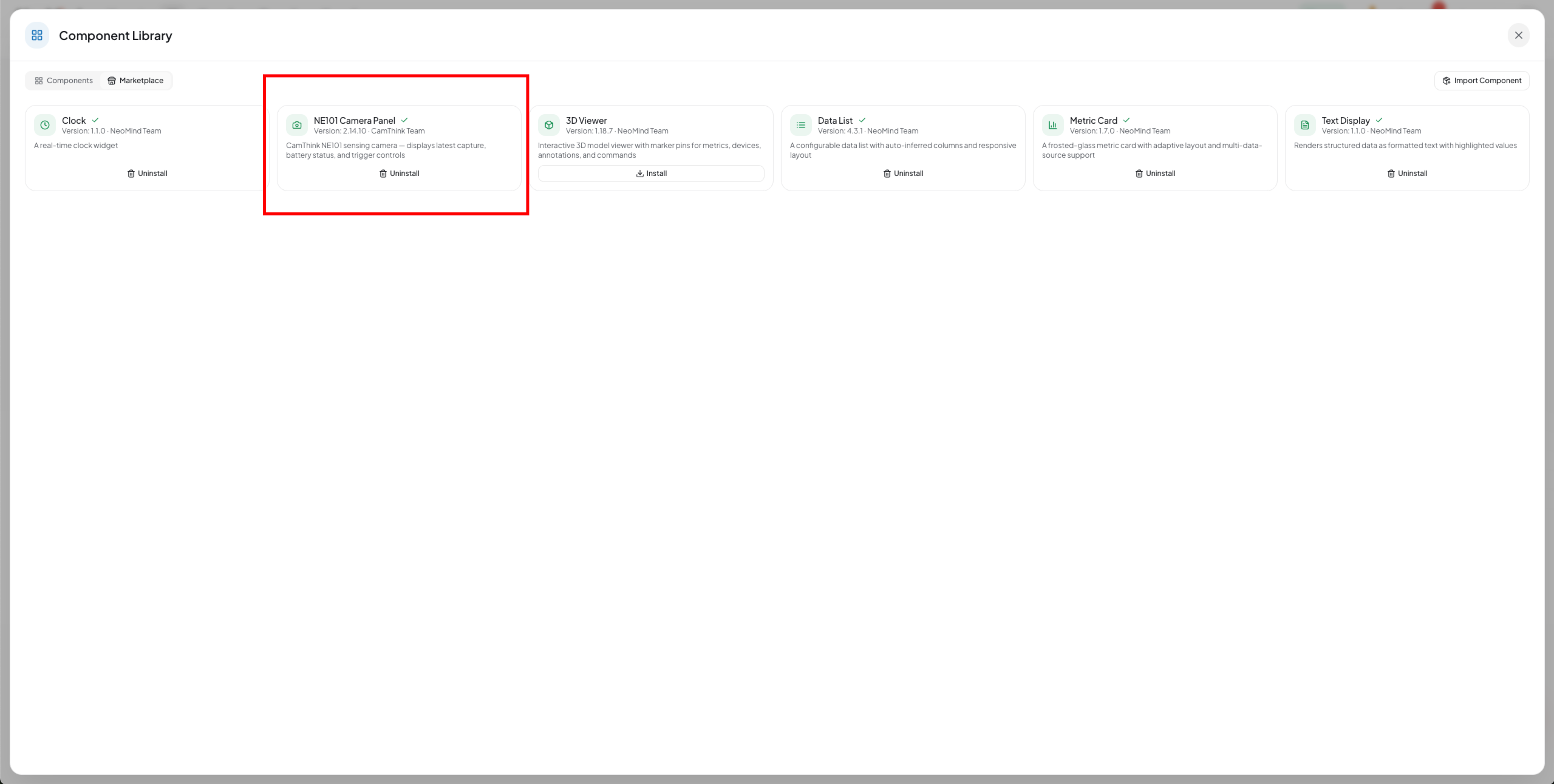 Download the NE101 AI inference component package