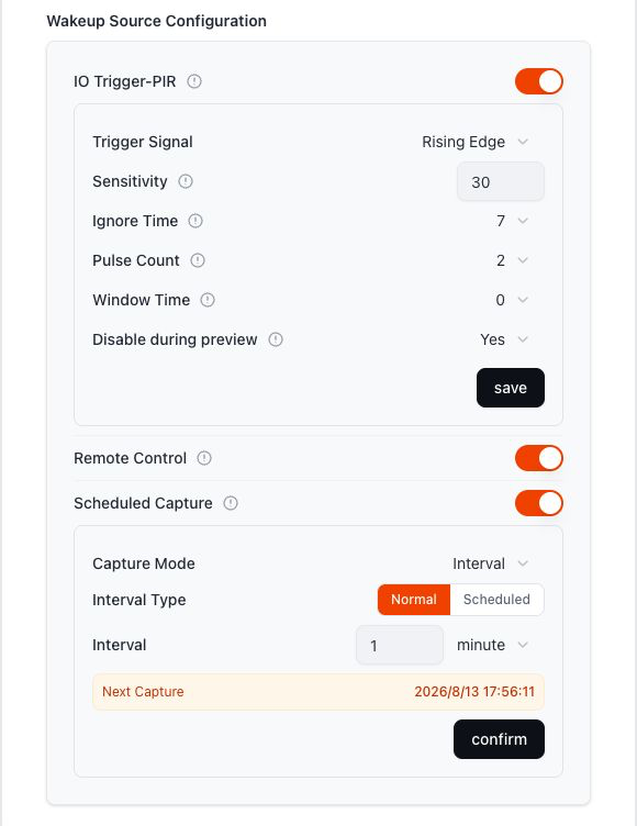 NE302 Wakeup Source Configuration