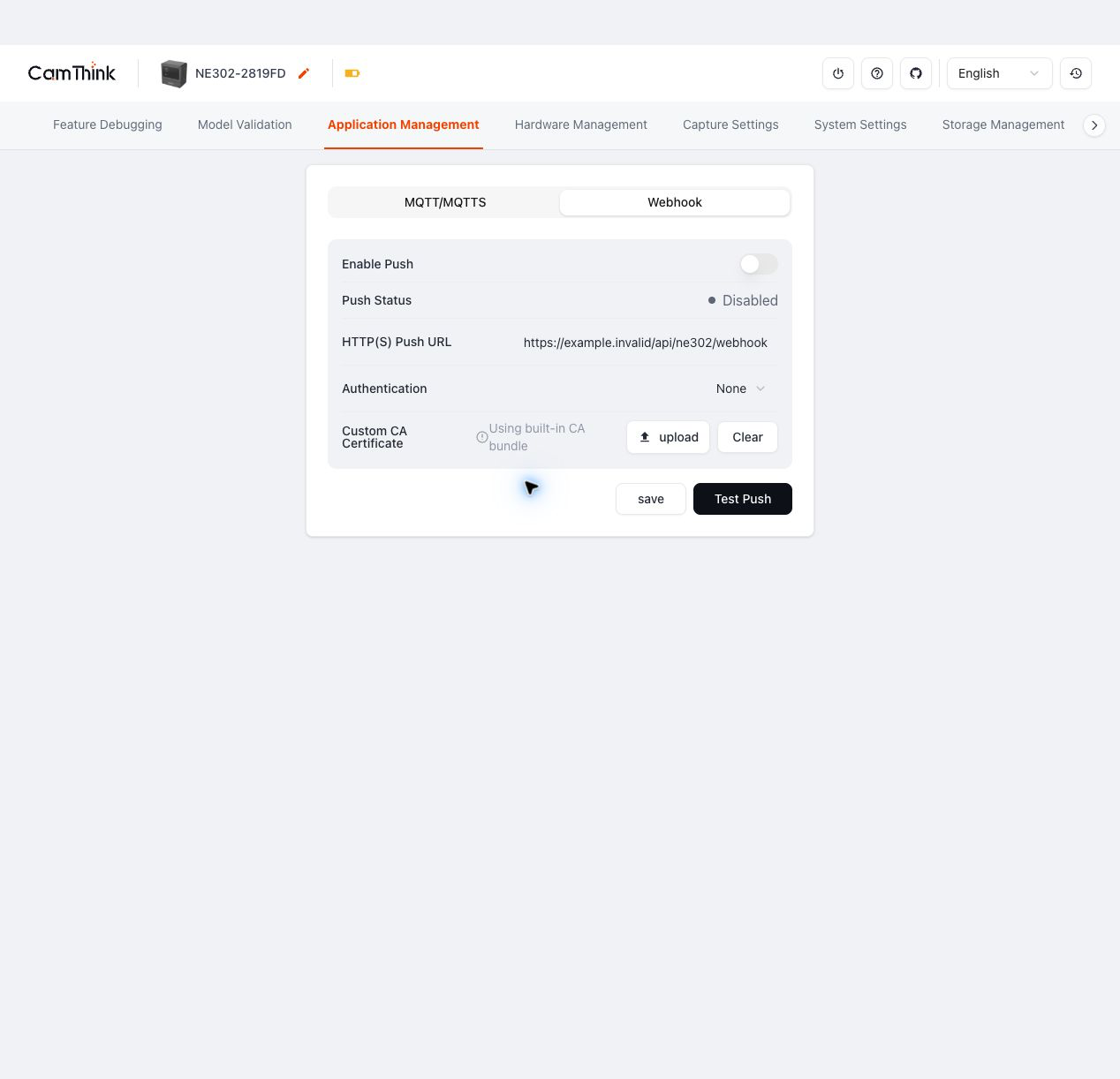 Webhook configuration in Application Management