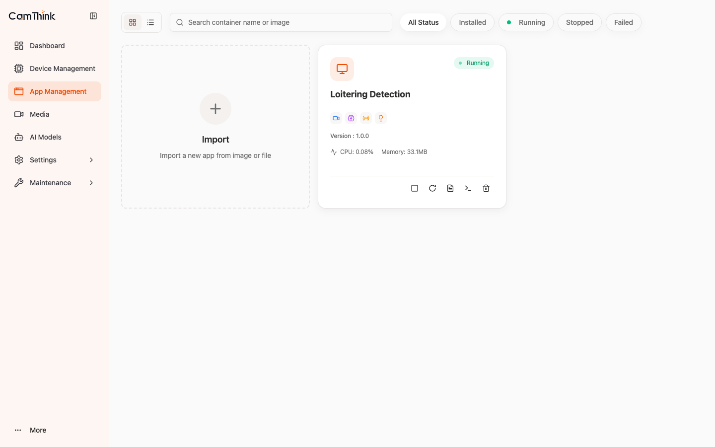 App Management: Loitering Detection is Running