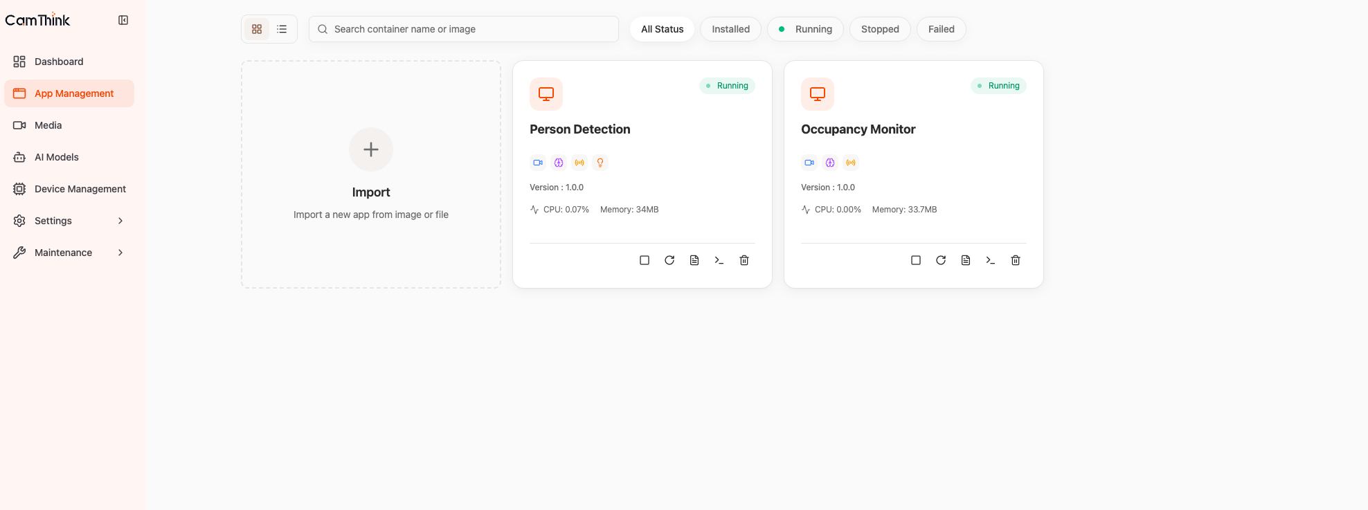 Occupancy Monitor: app status