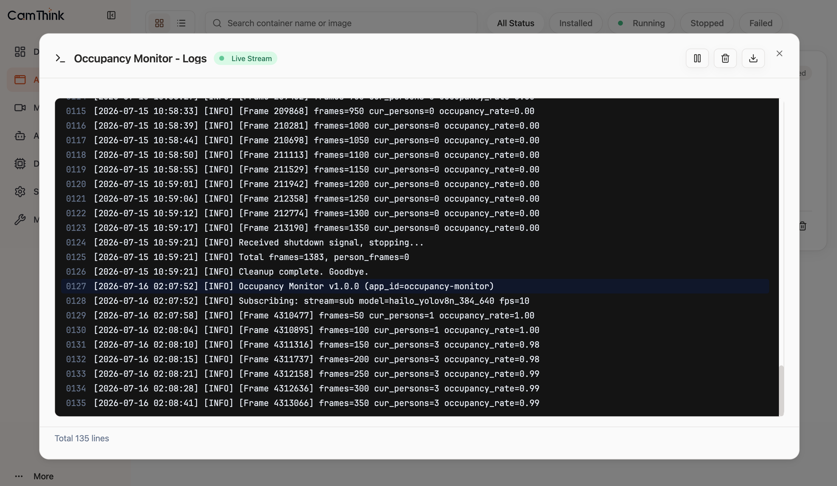 Occupancy Monitor: detection result