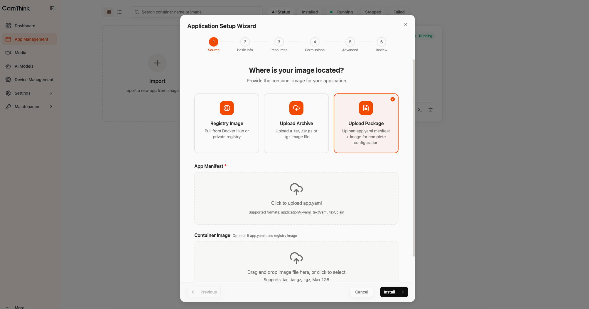 Deploy app: upload app.yaml and image.tar