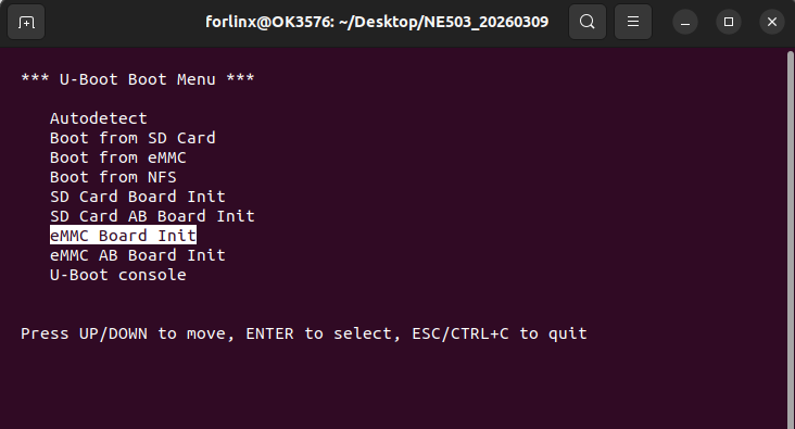 U-Boot boot menu