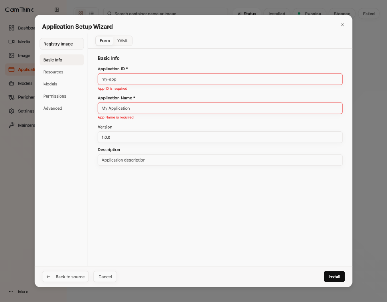 Wizard Basic Info and section navigation