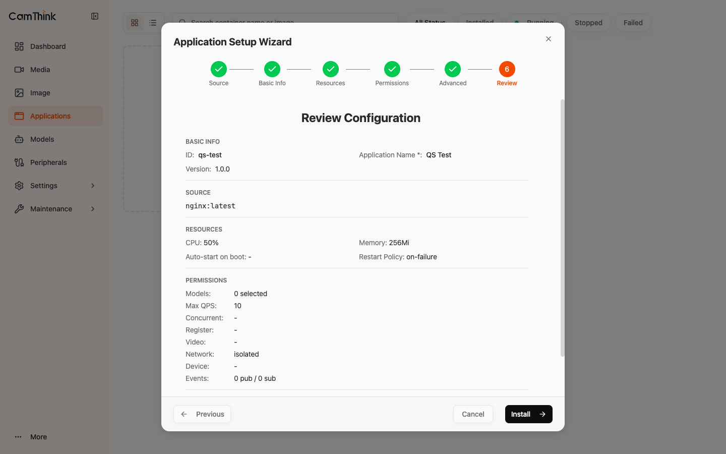 Wizard Review Confirmation